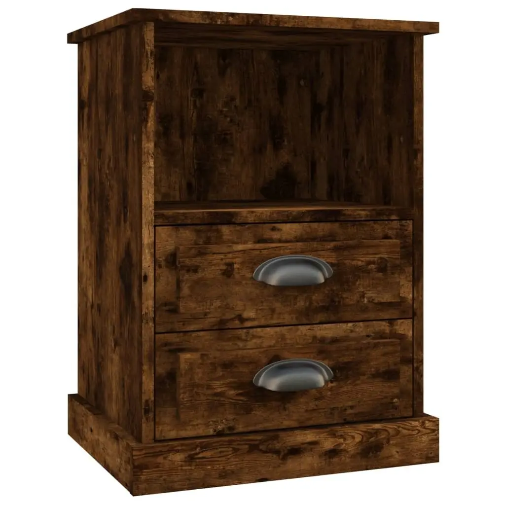 Bedside Cabinets Brown 43x36x60 cm 2 Drawers Open Compartment Storage