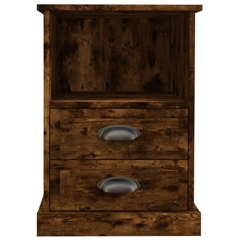 Bedside Cabinets Brown 43x36x60 cm 2 Drawers Open Compartment Storage