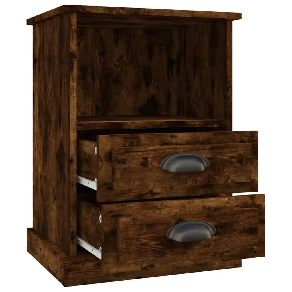 Bedside Cabinets Brown 43x36x60 cm 2 Drawers Open Compartment Storage