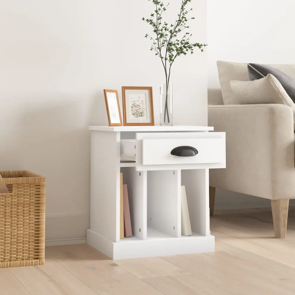 Bedside Cabinet White 43x36x50 cm Drawer Storage Nightstand Side Table