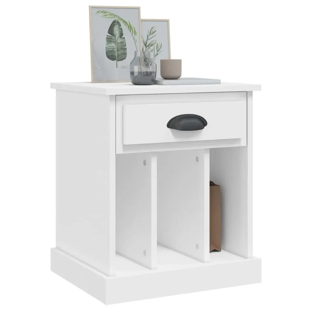 Bedside Cabinet White 43x36x50 cm Drawer Storage Nightstand Side Table