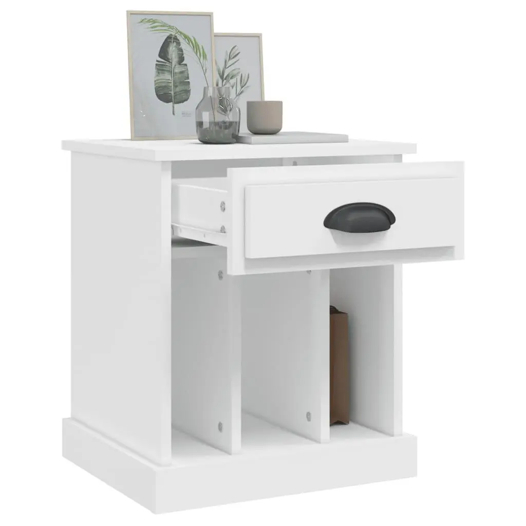 Bedside Cabinet White 43x36x50 cm Drawer Storage Nightstand Side Table