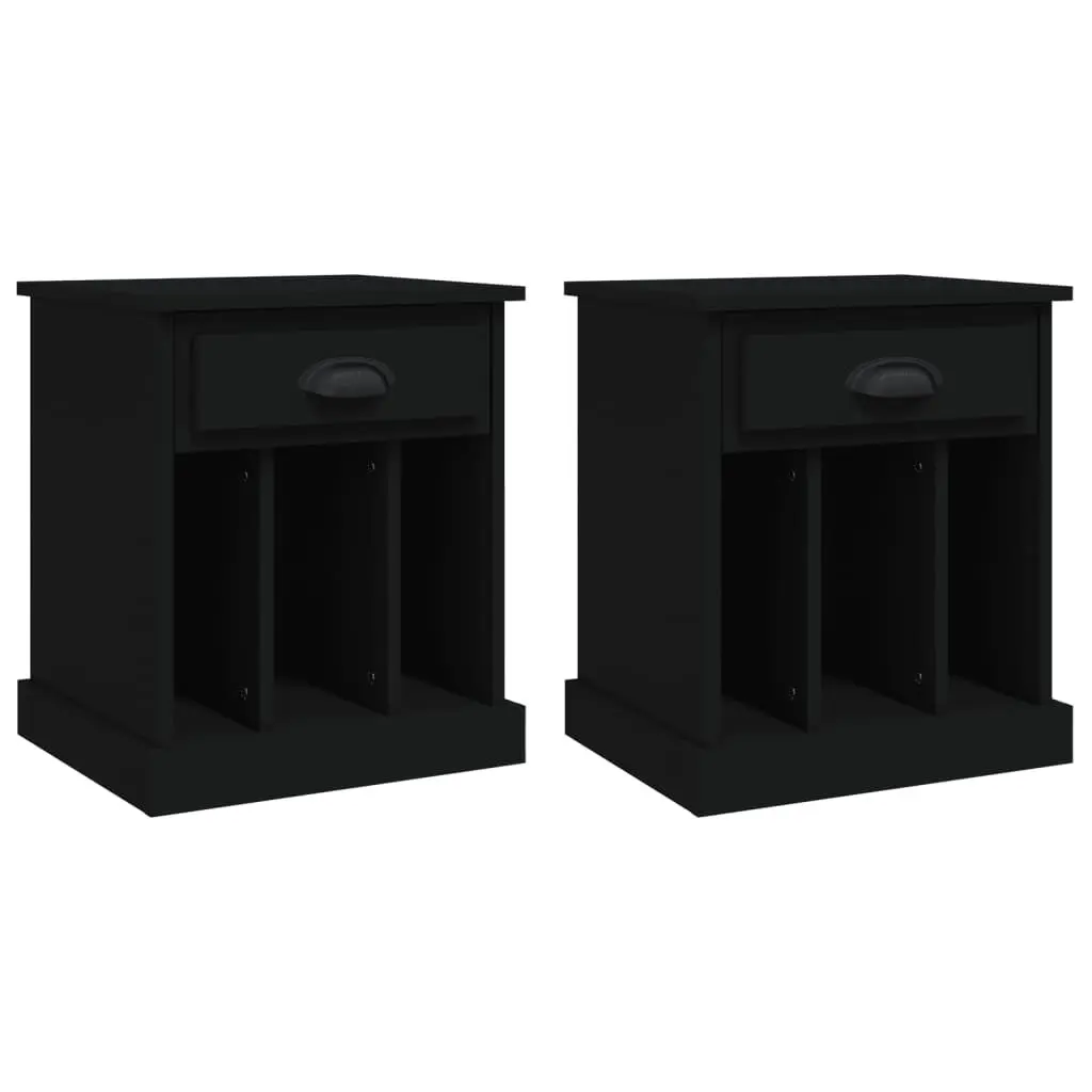 Black Bedside Cabinet with Storage Space