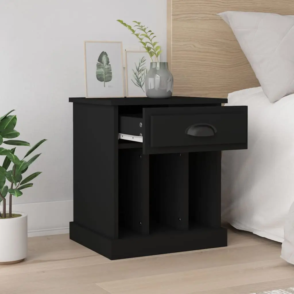 Black Bedside Cabinet with Storage Space
