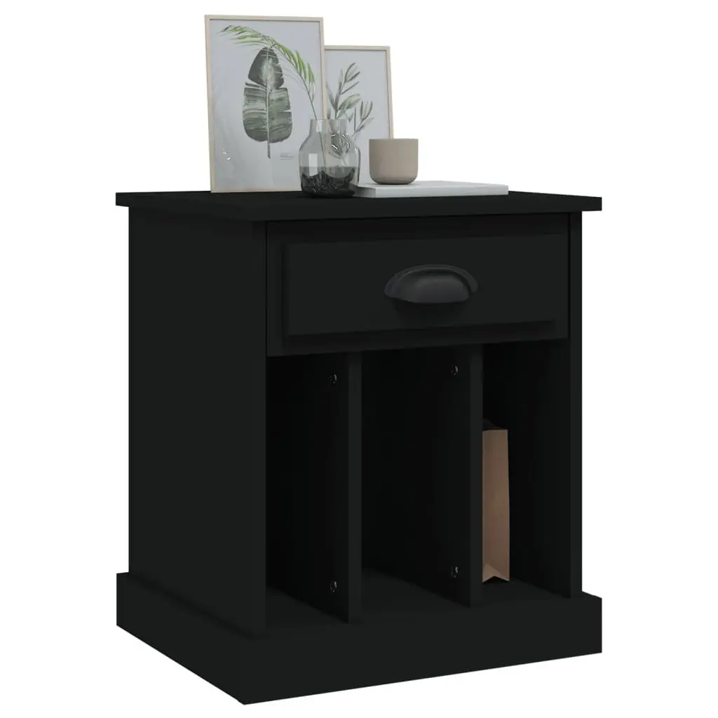 Black Bedside Cabinet with Storage Space