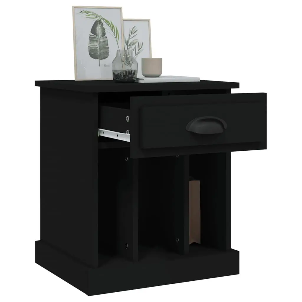 Black Bedside Cabinet with Storage Space