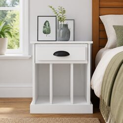 Bedside Cabinet White High Gloss 43x36x50 cm Drawer Storage Compartments