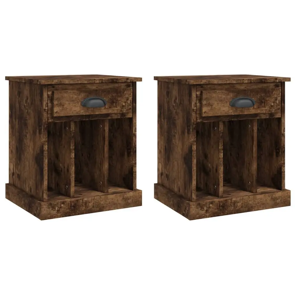 Bedside Cabinets Brown 2 Piece Drawer Storage Nightstand Side Table