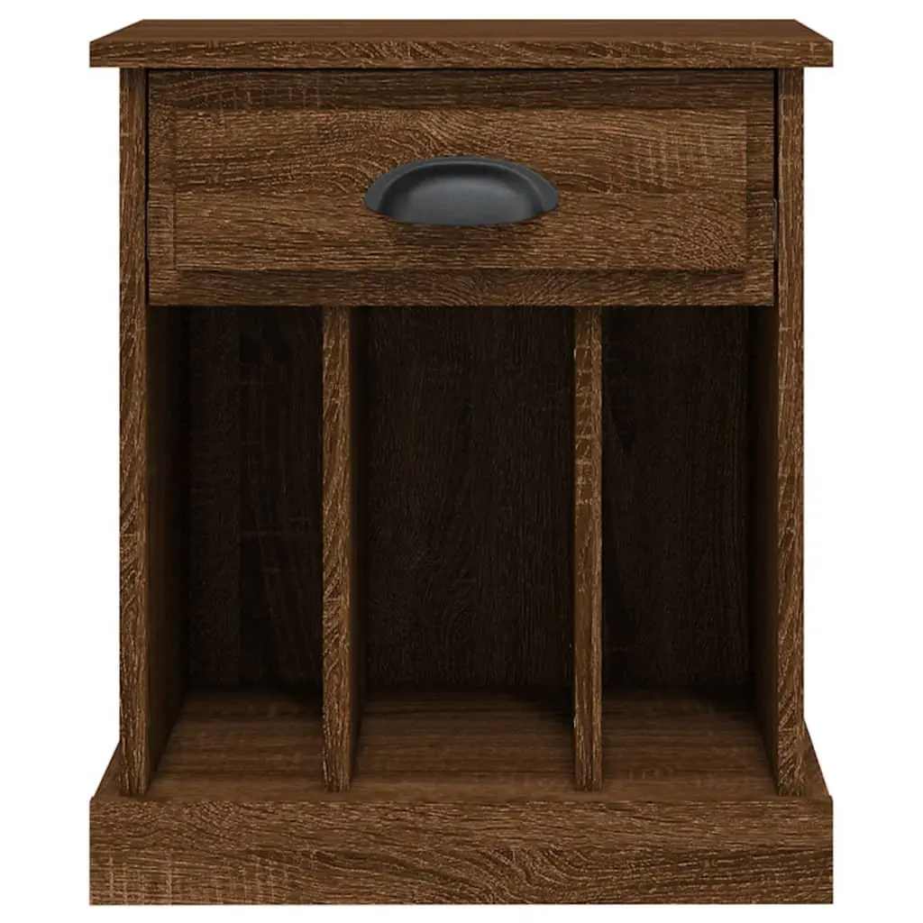 Bedside Cabinet Brown Oak Engineered Wood 43x36x50cm Nightstand with Drawer and 3 Storage Compartments