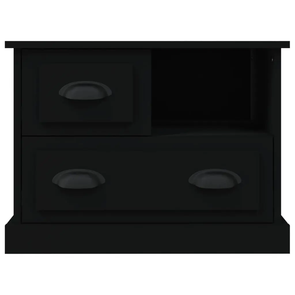 Bedside Cabinet Black Engineered Wood Nightstand 60x39x45 cm