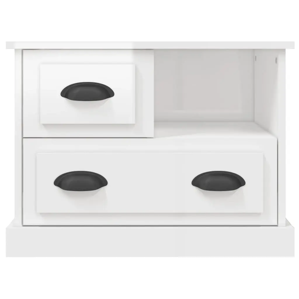 Bedside Cabinet White High Gloss Modern Bedroom Side Table with Drawers Storage