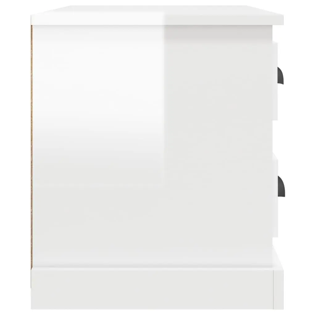 Bedside Cabinet White High Gloss Modern Bedroom Side Table with Drawers Storage