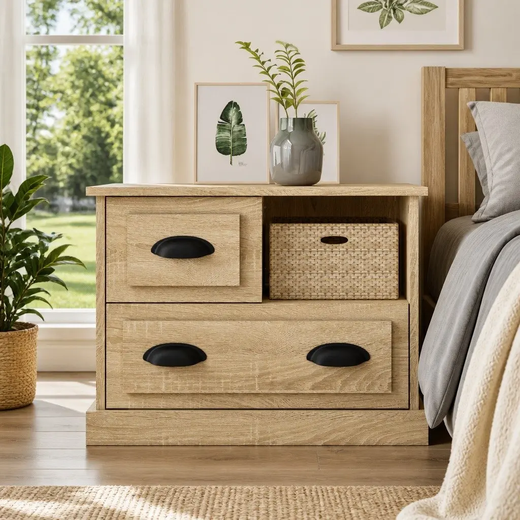 Bedside Cabinet Brown Engineered Wood 60x39x45 cm