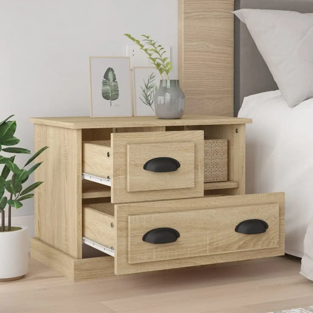 Bedside Cabinet Brown Engineered Wood 60x39x45 cm