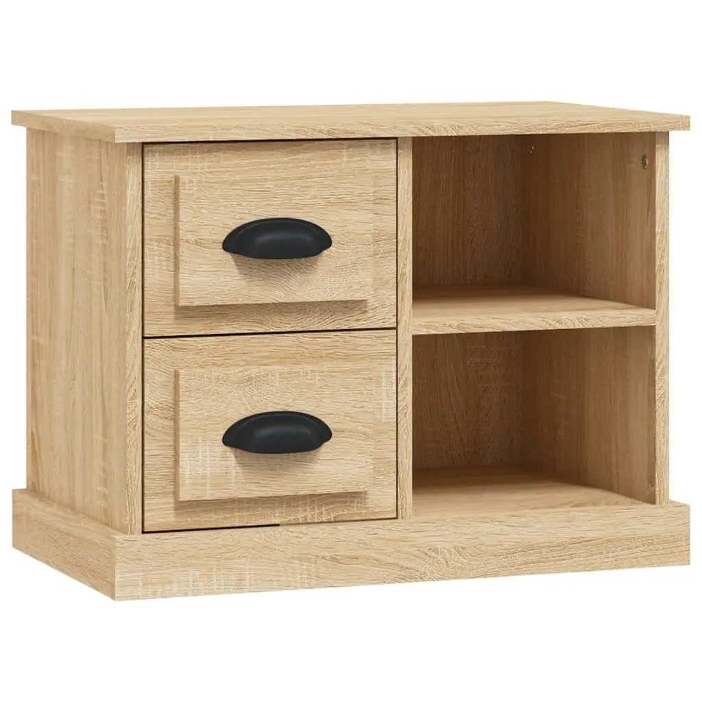 Bedside Cabinet Brown with 2 Drawers and 2 Compartments Engineered Wood Table