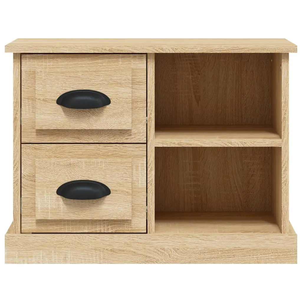 Bedside Cabinet Brown with 2 Drawers and 2 Compartments Engineered Wood Table