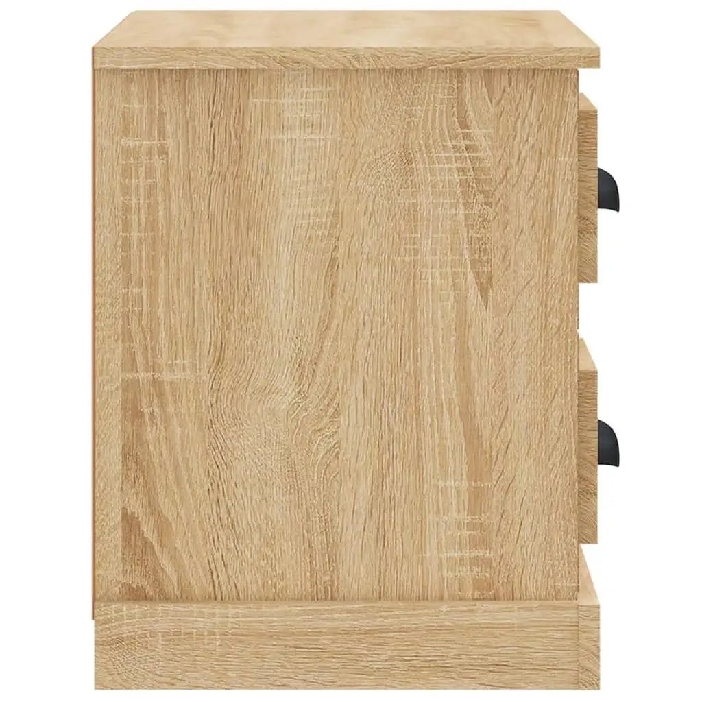 Bedside Cabinet Brown with 2 Drawers and 2 Compartments Engineered Wood Table
