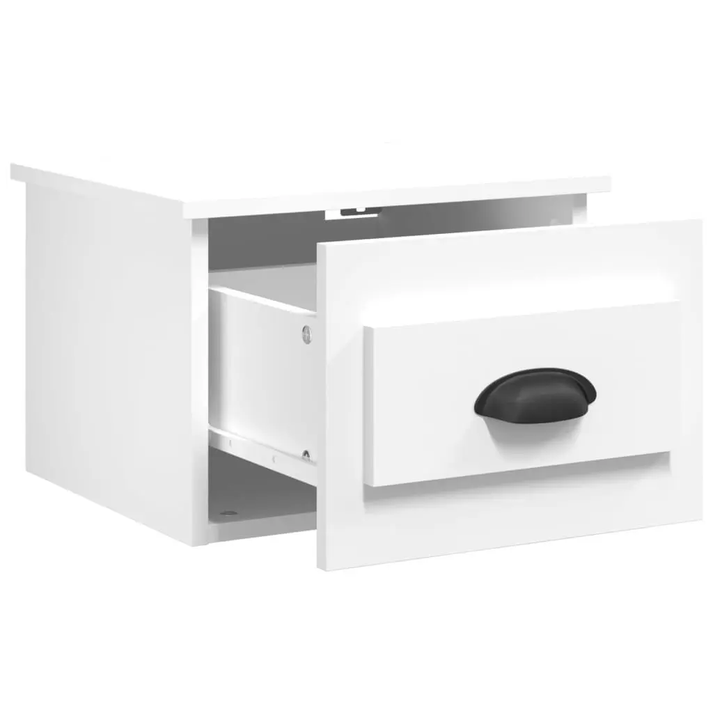 Wall-mounted Bedside Cabinet White Floating Nightstand with Drawer