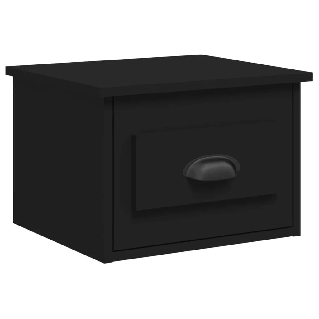 Wall-mounted Bedside Cabinet Black Floating Nightstand 41.5 x 36 x 28 cm