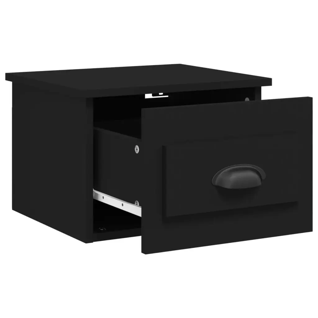 Wall-mounted Bedside Cabinet Black Floating Nightstand 41.5 x 36 x 28 cm