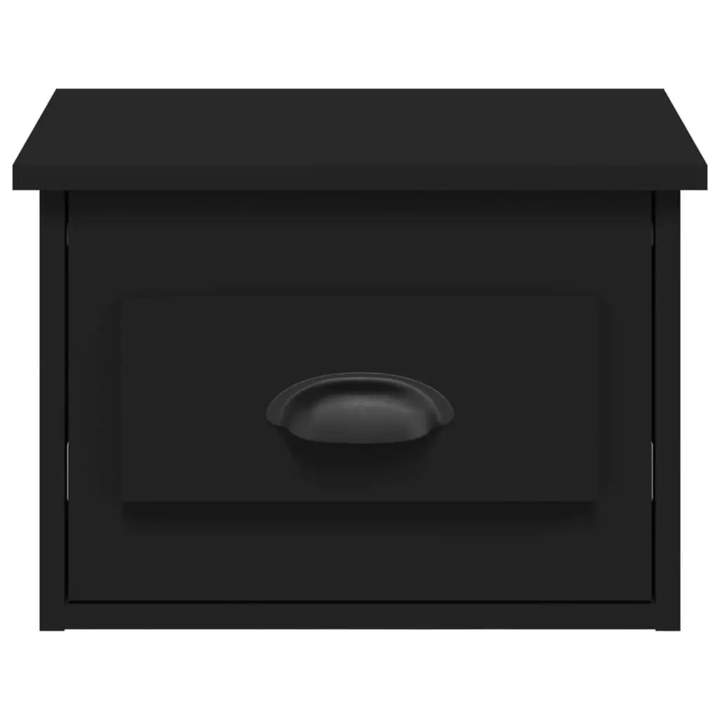 Wall-mounted Bedside Cabinets Black Floating Storage Drawer Organiser 2 pcs