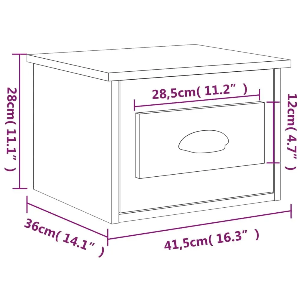 Wall-mounted Bedside Cabinets Black Floating Storage Drawer Organiser 2 pcs