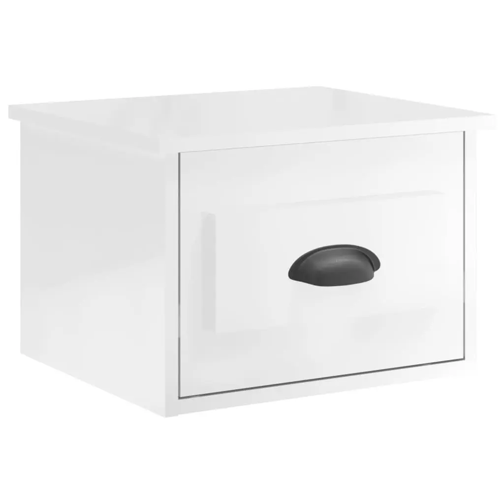 Wall-mounted Bedside Cabinets White Floating Storage Drawer Organiser 2 Piece