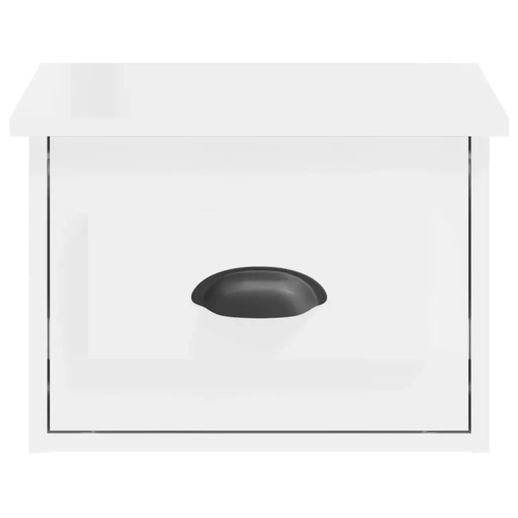 Wall-mounted Bedside Cabinets White Floating Storage Drawer Organiser 2 Piece