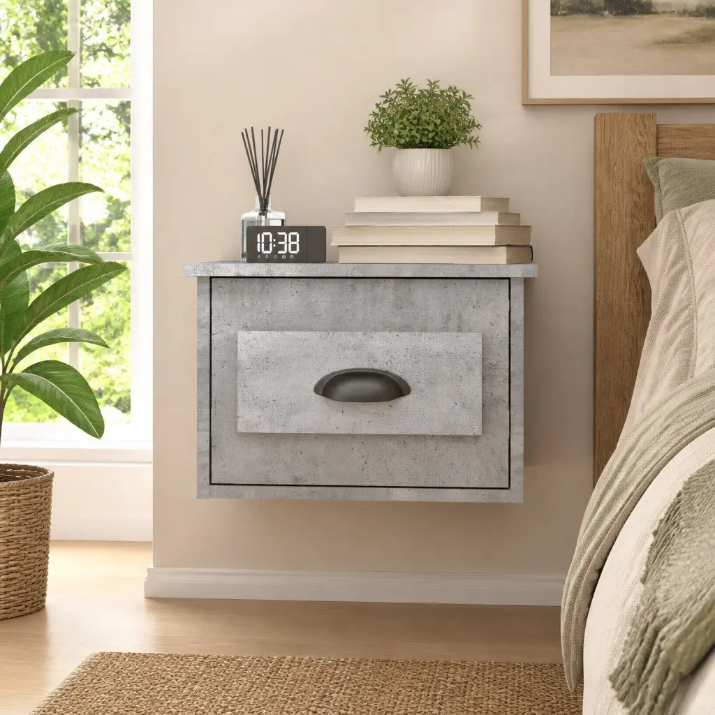 Grey Wall-Mounted Nightstand