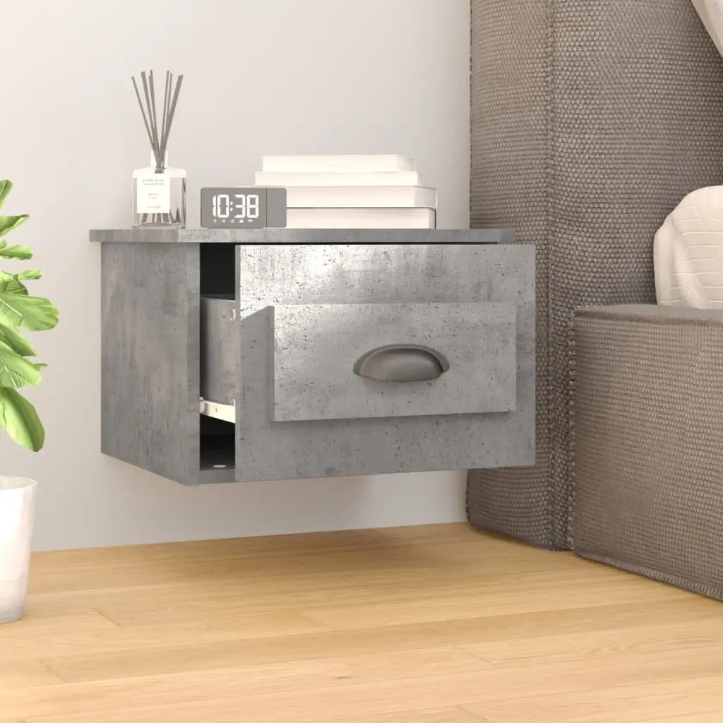 Grey Wall-Mounted Nightstand