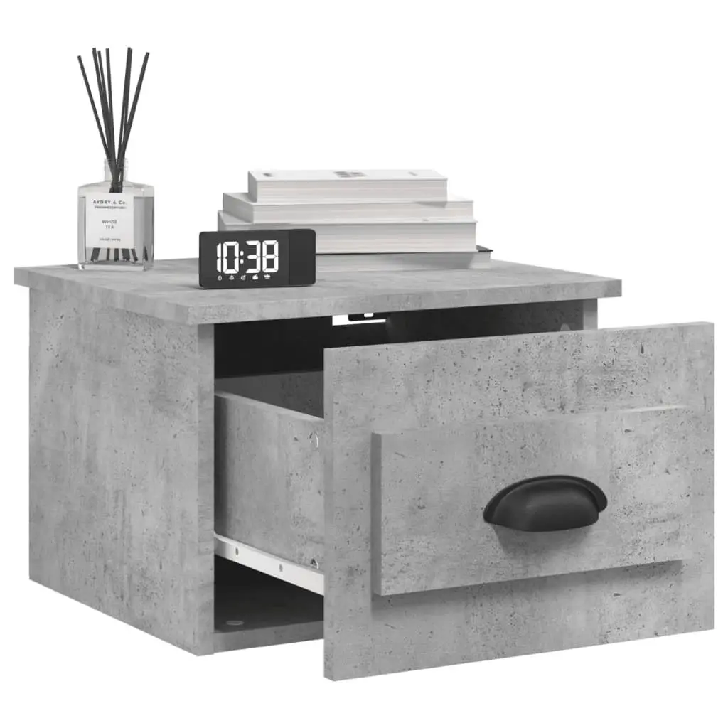 Grey Wall-Mounted Nightstand
