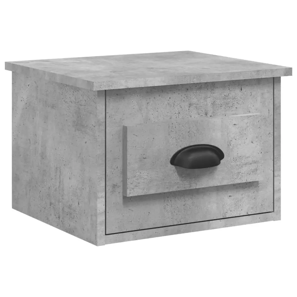 Grey Floating Wall-mounted Bedside Cabinets with Drawer 2 Piece Set