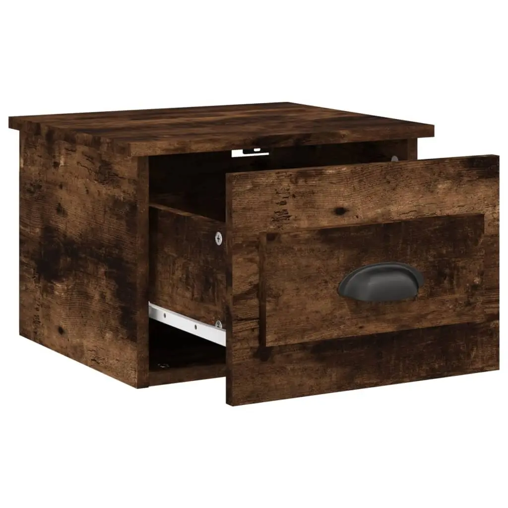 Wall-mounted Bedside Cabinets 2 pcs Brown Floating Bedroom Nightstand Storage