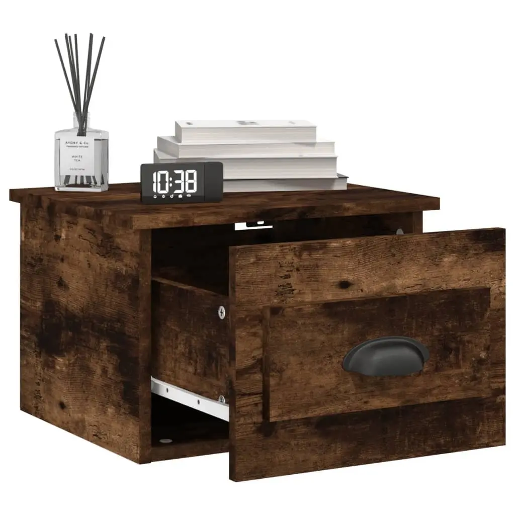 Wall-mounted Bedside Cabinets 2 pcs Brown Floating Bedroom Nightstand Storage