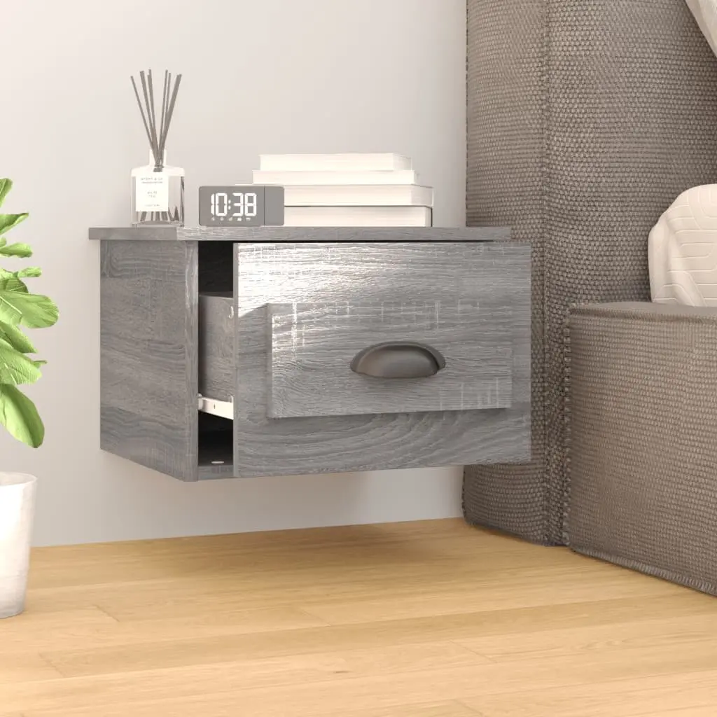 Wall-mounted Bedside Cabinets 2 pcs Grey Sonoma Floating Storage Drawer