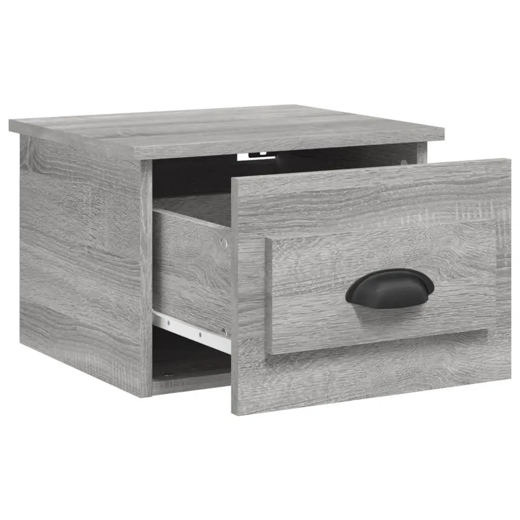Wall-mounted Bedside Cabinets 2 pcs Grey Sonoma Floating Storage Drawer