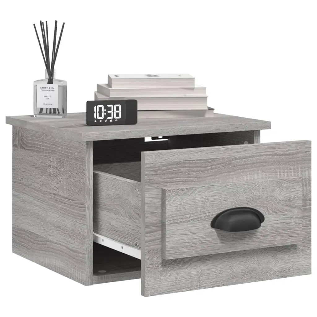 Wall-mounted Bedside Cabinets 2 pcs Grey Sonoma Floating Storage Drawer