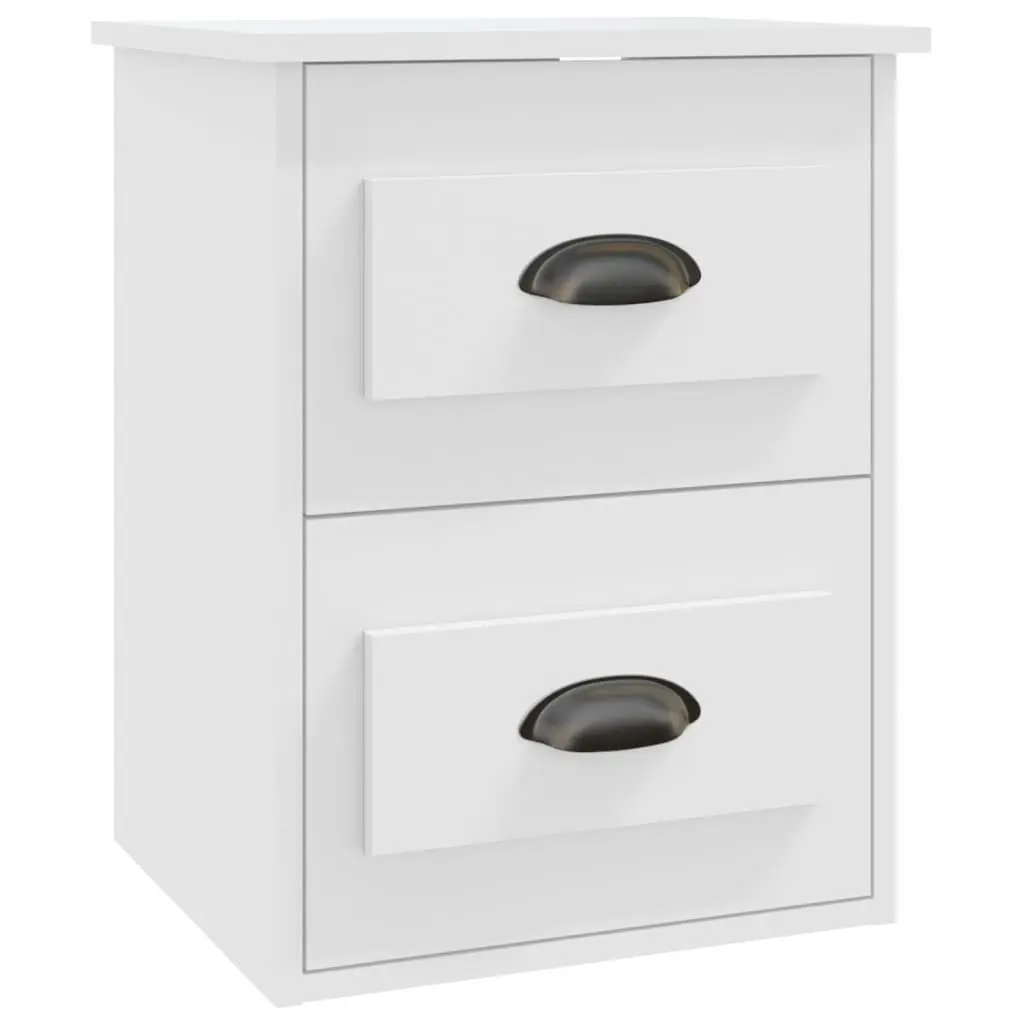 Wall-mounted Bedside Cabinet White 41.5x36x53cm Floating Bedroom Storage with 2