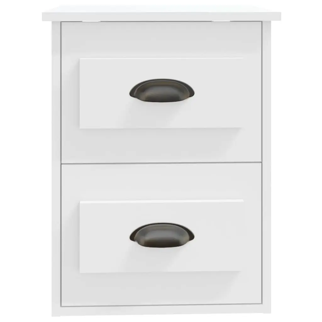 Wall-mounted Bedside Cabinet White 41.5x36x53cm Floating Bedroom Storage with 2
