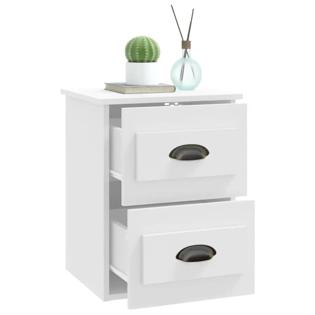 Wall-mounted Bedside Cabinet White 2 Drawers 41.5x36x53cm