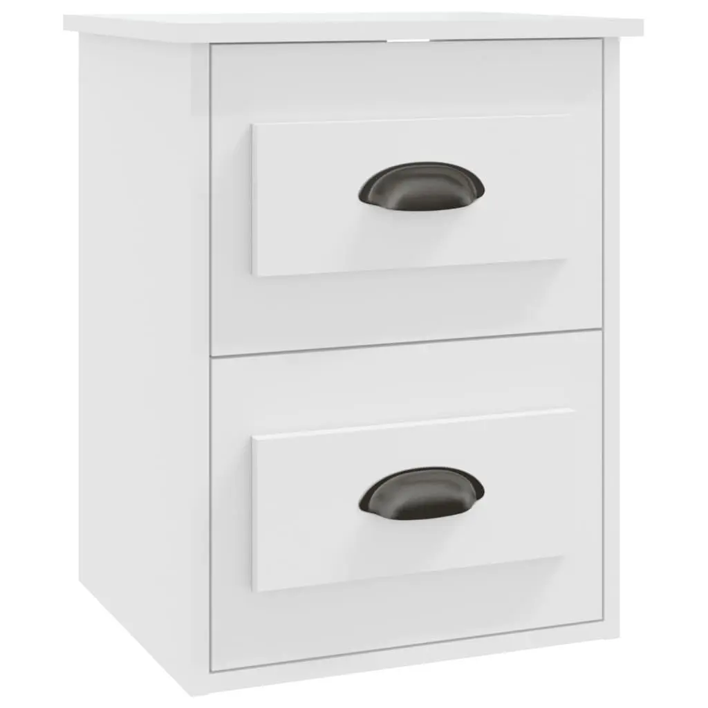 Wall-mounted Bedside Cabinet White 2 Drawers 41.5x36x53cm