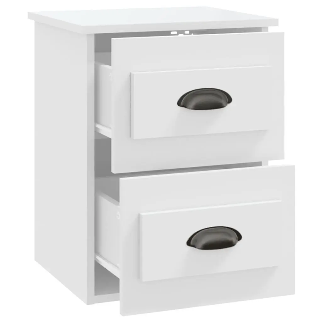 Wall-mounted Bedside Cabinet White 2 Drawers 41.5x36x53cm