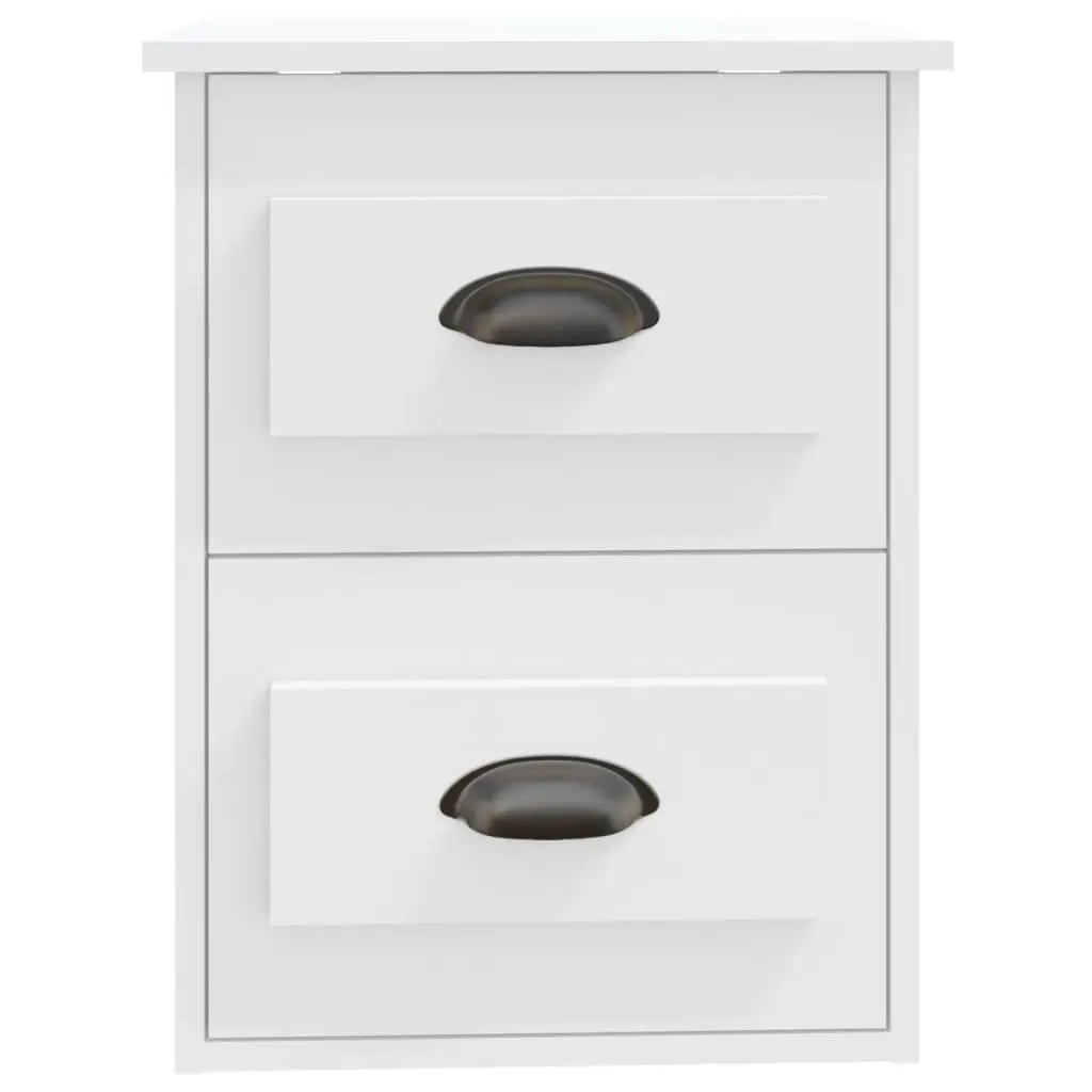 Wall-mounted Bedside Cabinet White 2 Drawers 41.5x36x53cm