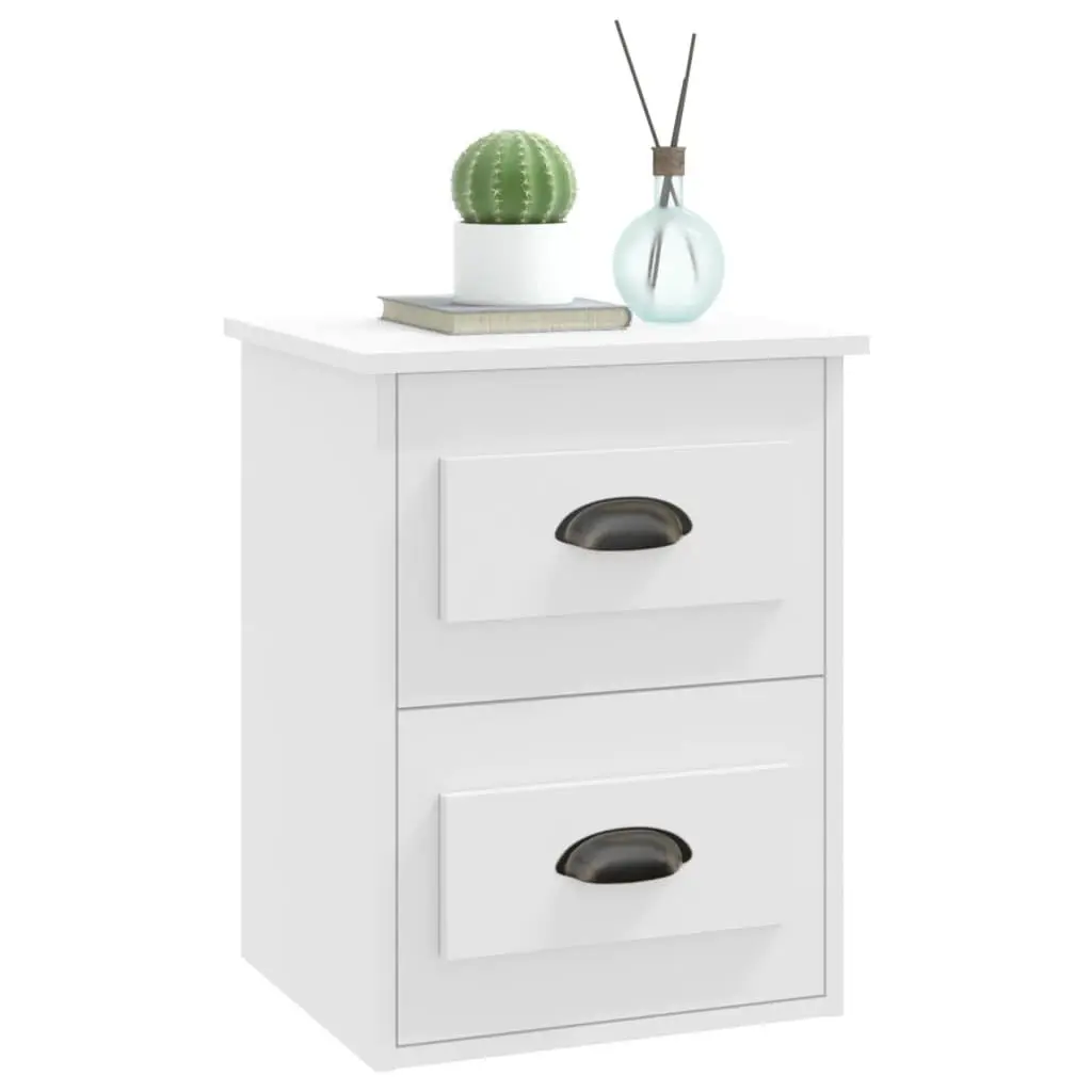 Wall-mounted Bedside Cabinet White 2 Drawers 41.5x36x53cm