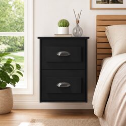 Wall-mounted Bedside Cabinet with 2 Drawers Storage Unit Floating Bedroom