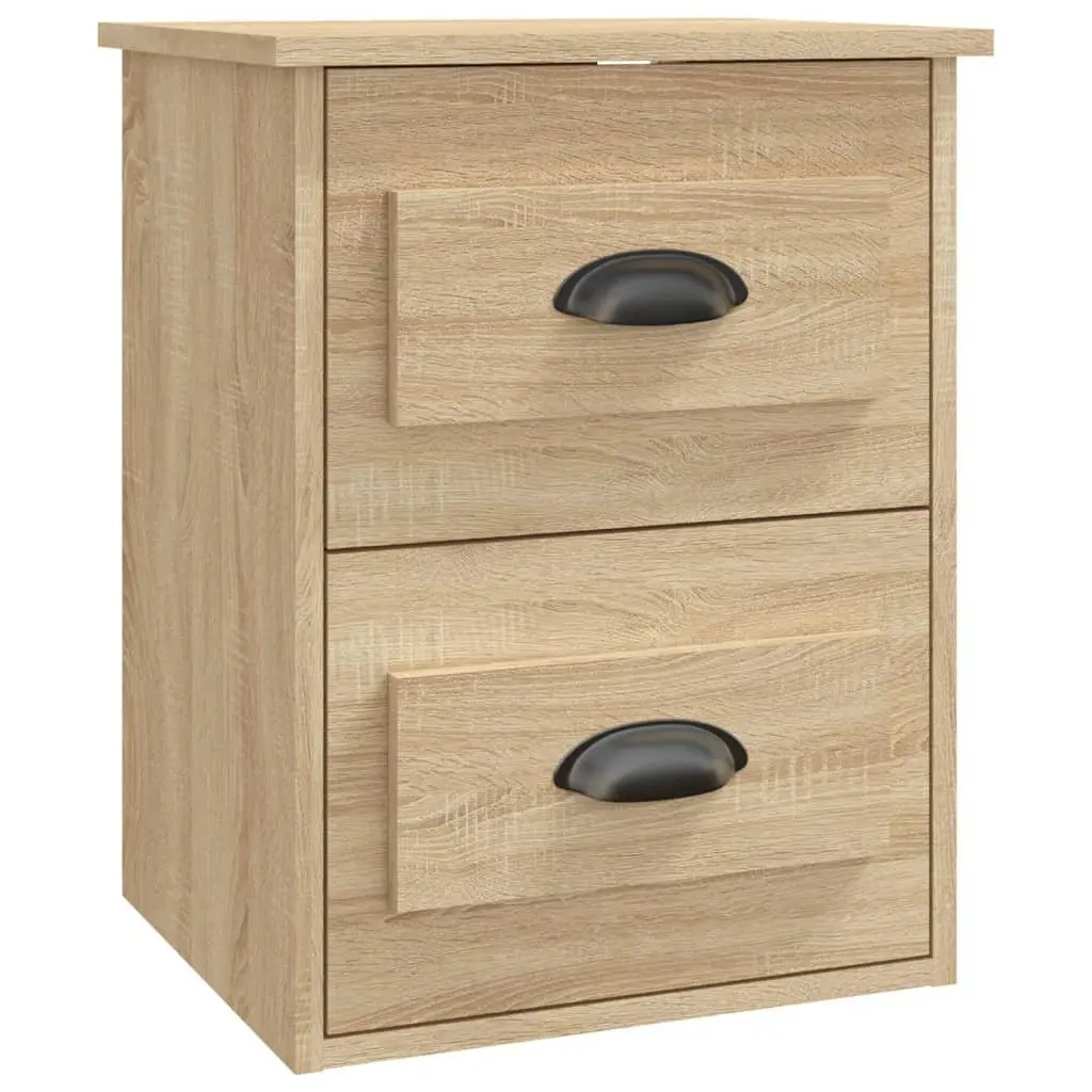 Wall-mounted Bedside Cabinet with 2 Drawers Brown Floating Storage Unit