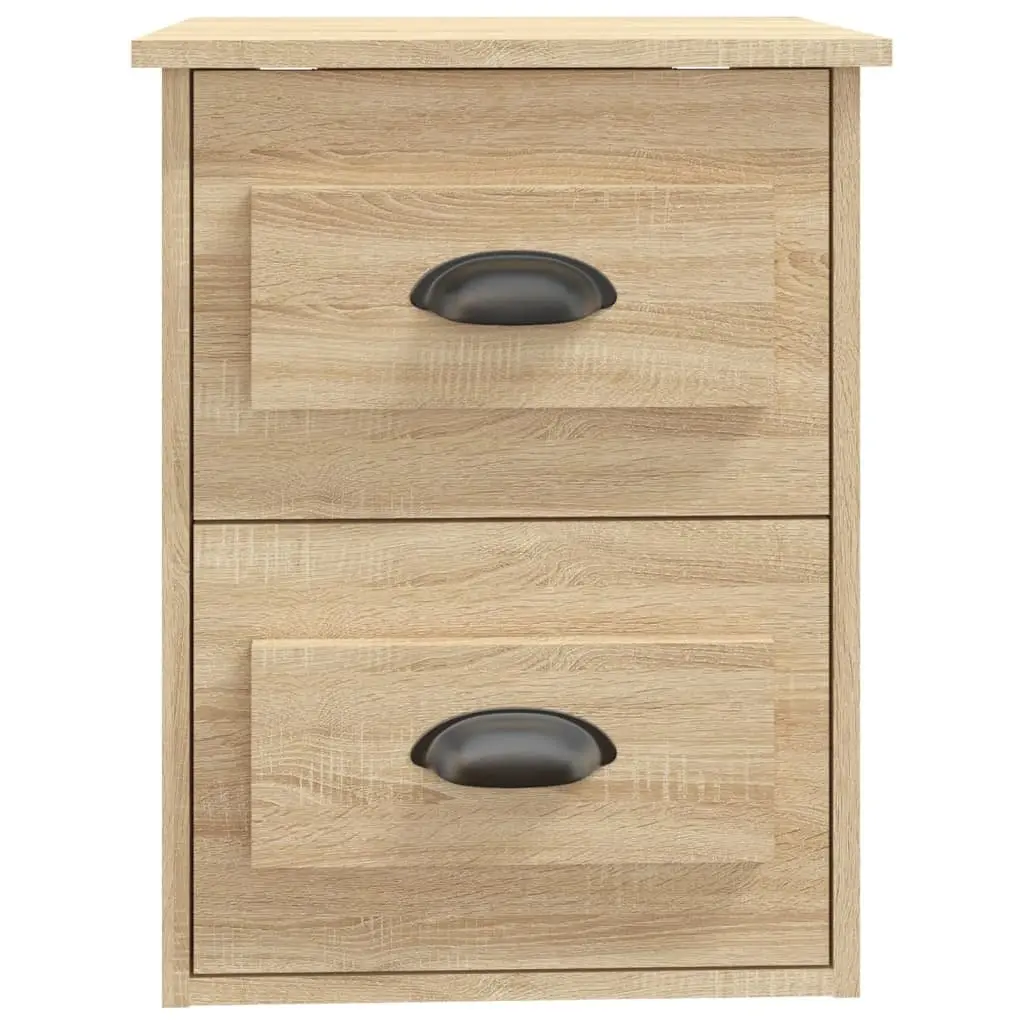 Wall-mounted Bedside Cabinet with 2 Drawers Brown Floating Storage Unit