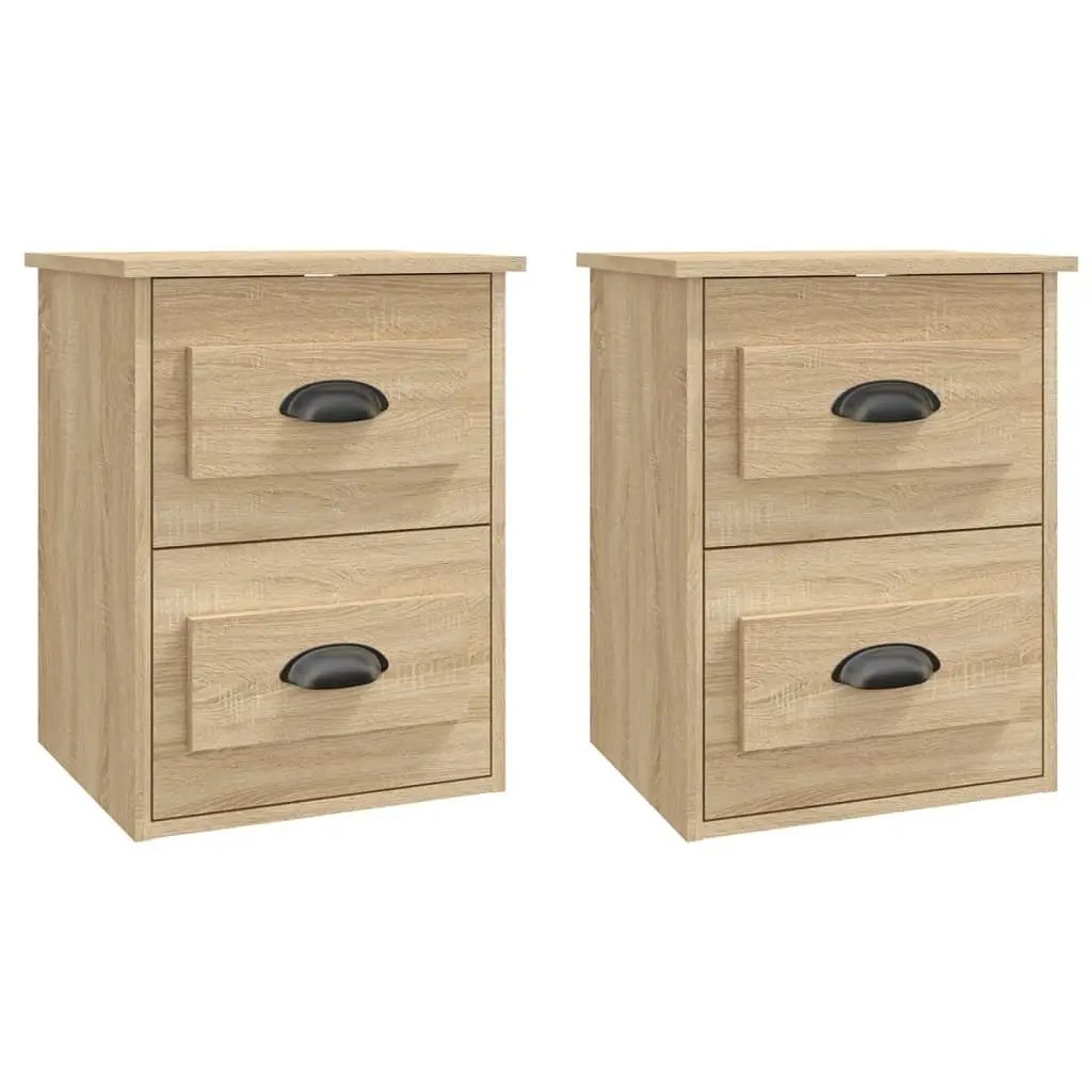 Sonoma Oak Floating Bedside Cabinet with Storage