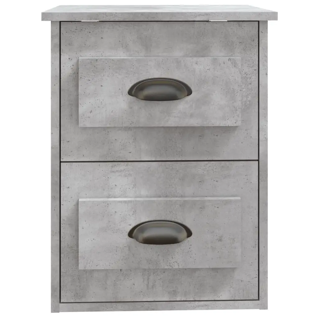 Wall Mounted Bedside Cabinet 2 Drawers Floating Bedroom Storage Grey
