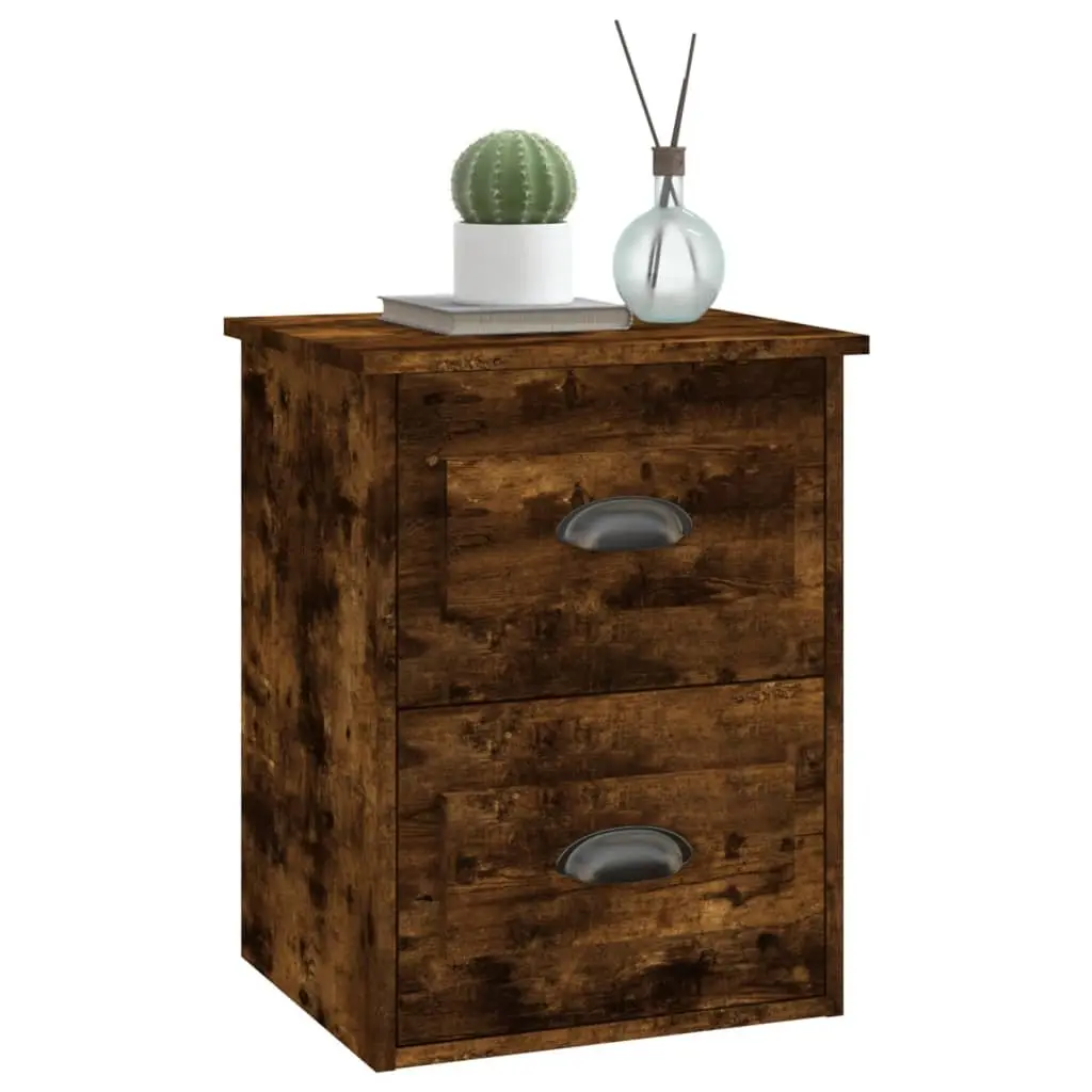 Wall-mounted Bedside Cabinets 2 pcs Brown Floating Storage Drawers 41.5x36x53cm